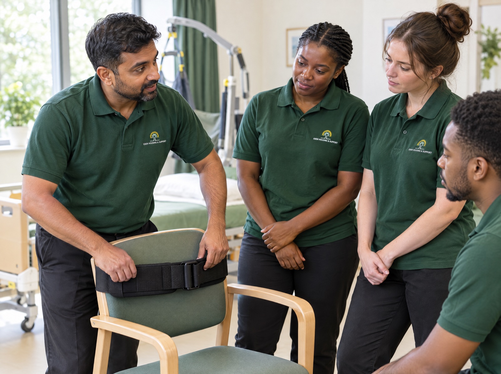 New Eden care assistant taking part in moving and handling training in Telford